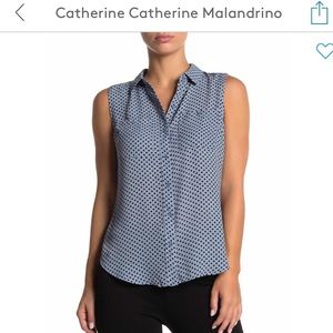 Catherine Malandrino Sleeveless Collared Shirt
